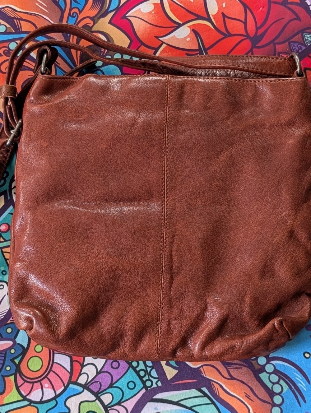 Antonio Valeria Chestnut Brown Leather Crossbody Bag Purse Adjustable Strap - Picture 10 of 10